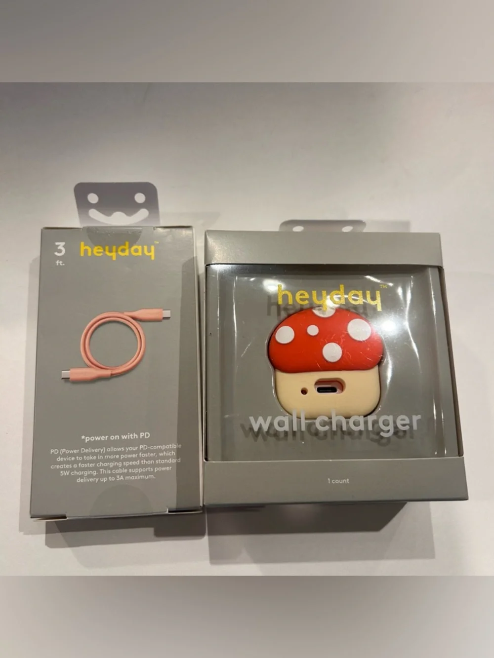 heyday Fast Charging USB-C Cable and Accessory Box in Pink and Gray new